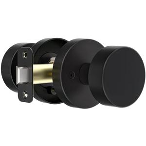 naubea Matte Black Door Knob Passage Door Knob Interior for Closet and Hallway, Heavy Duty Round Vintage Door Handle
