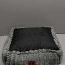 Washable Dog Bed for Small Medium Dogs - Rectangle Orthopedic Corduroy Fleece Pet Bed with Removable Cover and Nonskid Bottom, Calming Puppy Bed Soft Pet Sofa, Grey(20x19x6inchs)