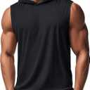 MAGCOMSEN Mens Tank Top Sleeveless Hoodie Cotton T-Shirt Summer Casual Shirt Muscle Tee (Black, XXL)