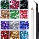 Briskbloom 10000PCS Colorful Rhinestones for Crafts Shoes Clothes, Mix Colors Flatback Rhinestone for Nails, Flat Back Diamond Tumbler Bedazzling Kit, Mixed 2/3/4/5/6mm Glue Fix Rhinestone Gems