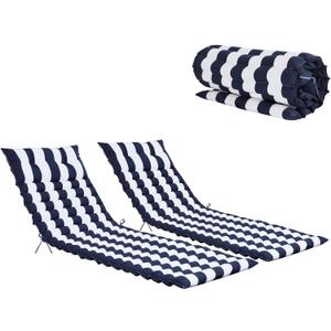 Only Choice 2 Pieces Set Patio 72.83 23.62 Indoor/Outdoor Chaise Lounge Chair Cushion Replacement Furniture Seat Cushion (White Blue Striped)