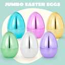 JOYIN 12 Pcs Large Metallic Easter Eggs, 6 Inches Colorful Jumbo Plastic Eggs Fillable for Easter Themed Hunt Basket Stuffers Fillers Filling Treats Party Favor Classroom Prize Supplies