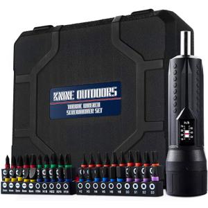 KNINE OUTDOORS Torque Screwdriver Wrench Driver Set 10-70 Inch Pounds lbs for Maintenance with T-bar Handle, 40 Hex Bits, 1/4" Socket, Shaft Extension, For Tools, Bike Repairing and Mounting, Black