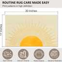 Boho Sunshine Washable Entry Rug, Mid Century Modern Abstract Sun Small Throw Rugs for Entryway Bedroom Bathroom Kitchen, Non-Slip Indoor Door Mat for Bedside Inside Front Door, 17x30 Inches
