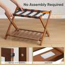 Fully Assembled Bamboo Luggage Rack, Walnut Folding Suitcase Stand with Shoe Shelf, Heavy-Duty Luggage Holder for Guest Room Must Haves, Bedroom, Hotel, 1 Pack