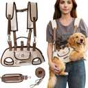Dog Sling Backpack Carriers - Adjustable Pet Lift Harness Gear, Breathable Dogs Carrying Lifting with Traction Leash Shoulder Straps and Treat Bag for Walking Hiking Travel (L, 14-20lbs)