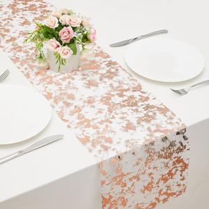 2 x Rose Gold Glitter Table Runner - 11'' x 30 Feet, Metallic Mesh for Wedding, Bridal Shower, Baby Shower & Party Decorations