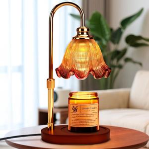 Candle Warmer Lamp with Timer Dimmable: Birthday Gifts for Women & Home Decor for House Warming Gifts New Home Wax Warmer Gifts for Mom - 3 Timer Modes, 4 Brightness Levels, Adjustable Height (amber brown)