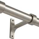 Matte Black Curtain Rods for Windows, 1-Inch Adjustable Drapery Rods with Aluminum End Cap and Brackets (Brushed Nickel, 48-86")