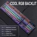 Camiysn Typewriter Style Mechanical Gaming Keyboard, Black Retro Punk Gaming Keyboard with RGB Backlit, 104 Keys Blue Switch Wired Cute Keyboards, Round Keycaps for Windows/Mac/PC