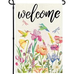 6 x Spring Summer Garden Flag 12x18 Inch, Flowers Birds Dragonflies Flag | Double Sided Colorful Seasonal Yard Outdoor Decoration