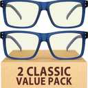 Eyekepper Oversized Reading Glasses Square Large Blue Light Readers for Men Women, +2.50