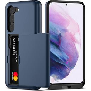 Nvollnoe for Samsung S23 Case with Card Holder 5G 6.1 inch Slim Dual Layer Heavy Duty Protective for Galaxy S23 Case Hidden Card Slot Wallet Case for Samsung S23(Blue)
