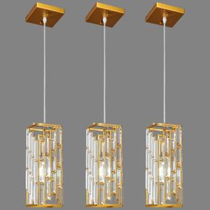 Gold Pendant Lighting Modern Pendant Light, Mini Crystal Chandeliers,Adjustable Pendant Light Fixture for Kitchen Island Dinning Room Bedroom (3 Pack)