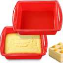 KCKHFA Silicone Square Brownie Pan 2 Pack, 8x8 Baking Pan for Brownies, Cakes, Bread, Pie & Lasagna – BPA Free, Heat Resistant, Flexible Silicone baking mold, Oven, Microwave, Dishwasher Safe