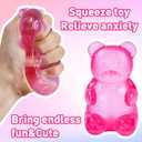 Stress Bear Taba Squishy Balls, Bear Toy Taba Squishy Toys for Kids Stress Relief Squeeze Balls for Valentines Day Gifts Birthday Gifts Party Favors-Rosy