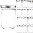 MGOHNACL 10PCS Wide Mouth Mason Jars 16oz with Silver Metal Lids, Clear Canning Jars, Glass Jars for Canning, Food Storage, Overnight Oats, Fermenting, Pickling