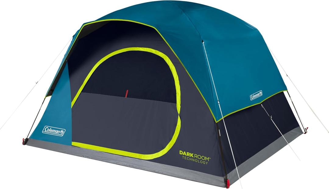 Coleman 6 Person Skydome Dark Room Tent with Rainfly, 5 Minute Setup, Blocks 90% of Sunlight, 20% More Headroom Than Traditional Tents
