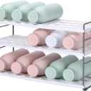 3-Shelf Water Bottle Organizer for Cabinet, Adjustable Tumbler Storage for Kitchen Organization,Drink and Water Bottle Storage for Pantry,Expandable Kitchen Organization Water Bottle Holder (White)