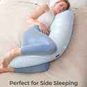 Momcozy Pregnancy Pillows for Side Sleeping, J Shaped Maternity Body Pillow for Pregnancy, Soft Pregnancy Pillow for Head Neck Belly Support, Blue