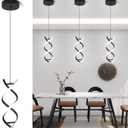 CANEOE Spiral Led Pendant Light Fixture,15W 6000K Modern Integrated LED Hanging Lamp, Adjustable Height Black Kitchen Island Light Fixture for Dining Room Bedroom Kitchen Sink, 1 Pack (Black)