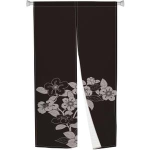 Noren Japanese Doorway Curtain Window Treatment Tapestry Blooming Flowers Printed Door Curtain Polyester Panel for Privacy Partition Divider Kitchen Home Decor 34" Width x 60" Long (Black)