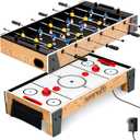 SereneLife 38 Table Top Air Hockey and 40 Foosball Set, 2-in-1 Swivel Game Table with Soccer Balls, Pushers, and Pucks for Game Rooms, Arcades, Bars, Parties, Family Gatherings