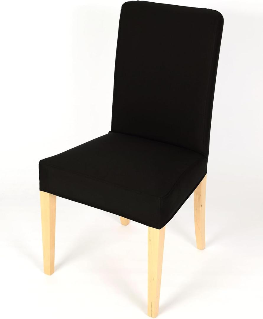Generic Henriksdal Chair Cover Solid Color Coton Duck Fabric Slipcover Compatible with for IKEA Dining Chair (Black, Single), F300_He