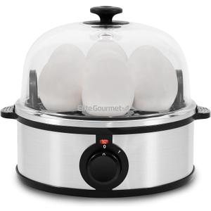 Elite Gourmet EGC648 Easy Electric Poacher, Omelet Eggs & Soft, Medium, Hard-Boiled Egg Boiler Cooker with Auto Shut-Off and Buzzer, Measuring Cup Included, BPA Free, Stainless Steel 7 Egg
