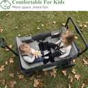 Wagon Stroller for 2 Kids, Collapsible Wagon Stroller with Removable Canopy, Foldable Stroller Wagon with 2 Seater and Storage Pocket for Baby Toddlers Black
