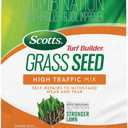 Scotts Turf Builder Grass Seed High Traffic Mix - Grass Seed Plus Lawn Fertilizer and Soil Improver, Self-Repairs, Covers Up To 1,200 sq. ft., 2.4 lb.