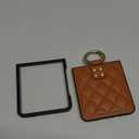 Ephoou for Samsung Galaxy Z Flip7 Case with Ring Holder, Durable Soft Rhomboid PU Leather Cover with Hinge Protection Anti-Scratch Shockproof Slim Case for Samsung Z Flip 7 ZXF-Brown