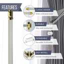 Amazing Drapery Hardware 7/16 Inch White Round Sash Curtain Rods with Brass Ends, Set of 2 (Hardware Included) - Adjustable Length 48-84 Inches, Easy to Install Rods for Doors, Windows, and Sidelights