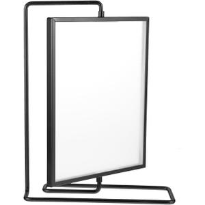 Unomor 8 Inch Double Sided Rotating Black Metal Picture Frame with Acrylic Floating Photo Display for Home Decoration and Vertical Postcard Stand