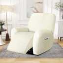 Recliner Chair Covers 4 Piece Stretch Couch Covers Recliner Slipcovers Couch Furniture Protector with Stripe Jacquard Sofa Cover Washable for Pets (Beige)