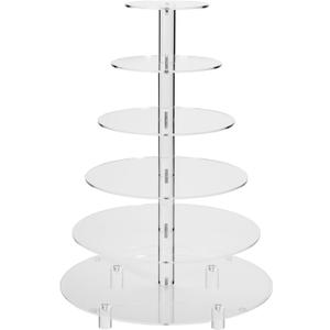 Jusalpha 6 Tier Round Acrylic Cupcake Stand-cake stand-dessert stand, cupcake Tower 6RFs (6 Tier With Base) (6RF-S)