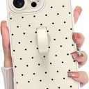 KANGHAR Compatible with iPhone 16 Pro Case, Silicone Spot Cute Pattern, Wristband Kickstand Camera Protection Soft Slim Cover for Girls Women -White