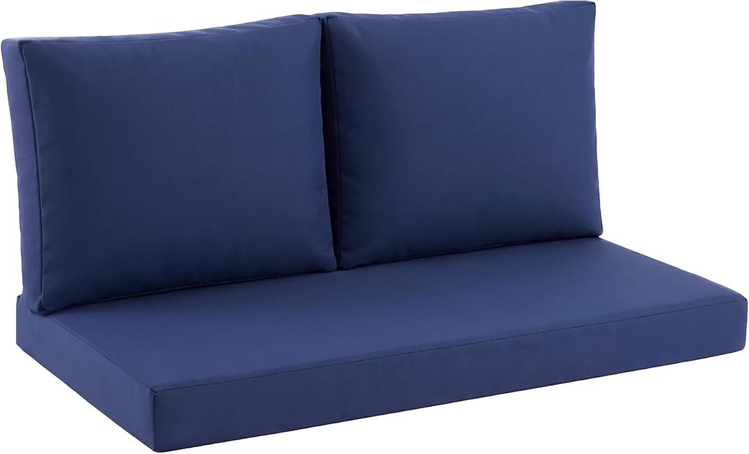 Outdoor Loveseat Cushion Set, 46" x 26" Loveseat Cushions for Outdoor Furniture, Waterproof & Fade-Resistant Patio Furniture Cushions, Deep Seat Cushion for Bench, Swing and Couch, Navy Blue