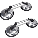 SOLUDE 2 Pack Glass Suction Cup, Aluminum Heavy Duty Vacuum Lifter for Moving Glass/Window/Tiles/Mirror/Granite, Double Gripper Sucker Plate