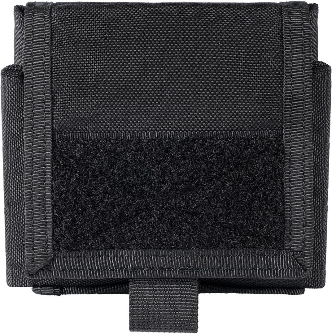 TACNEX Folding Dump Pouch for Duty/Battle/Range Belt Roll Up MOLLE Magazine Drop Pouch Drawstring Open Mag/Tool Recovery Waist Bag Utility Storage Pack for Hunting Shooting (Vertical Black)