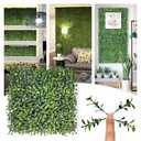 Bybeton Artificial Grass Wall Panels,10"x 10" (12pc) UV-Anti Boxwood Panels Greenery Wall Backdrop for Indoor Outdoor Privacy Protected and Garden, Balcony,Privacy Fence Screen Décor