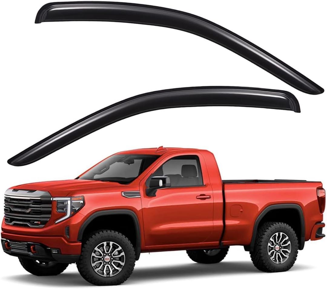 Lightronic Extra Durable Outside-Mount Auto Vent Window Visor, Fit 2019-2026 Chevrolet Silverado & GMC Sierra 1500, 2022 Silverado 1500 LTD & Sierra 1500 Limited, Regular Cab, UV Protect, Smoke, 2-Pcs