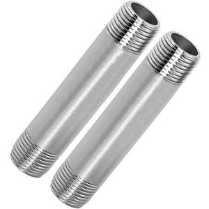 304 Stainless Steel Nipple Pipe Fitting 3/4" NPT X 3/4" NPT Male Thread Cast Pipe Fittings 4" 100mm Length