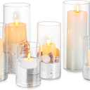 Glasseam Hurricane Glass Candle Holders: 6 Pcs Clear Cylinder Vases for Centerpieces Large Pillar Candle Holder for Floating Candles Set Modern Home Decor Wedding Table 5.3'' 7.3'' 9.5'' Height
