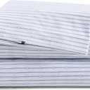 Tommy Hilfiger - King Size Sheets Set, Crisp & Tailored Cooling Sheets with a Smooth Cotton Percale Lightweight Feel - Bed Sheets with Matching Pillowcases & Fitted Sheet (Monogram Stripe Blue)