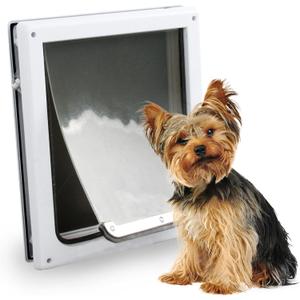 Pet Flap Door 2 Ways Locking Dog Wall Entry Pet Door with Transparent Flap for Dogs (Medium)