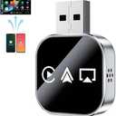 Screen Mirroring Adapter, 2026 Upgrade 3 in 1 Wireless Carplay Mirror Link Adapter for Cars with Built-in Wired Carplay Plug, Compatible with iPhone Phone/Airplay/Android Auto(for iPhone,1pc)