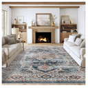 Washable Rug 8x10 Area Rugs for Living Room - Stain Resistant Non-Slip Backing Rugs for Bedroom - Vintage Large Area Rug (Navy, 8'x10')