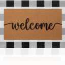 Welcome Mat for Front Door 30"x 17" Welcome Door Mat Outside Entrance, Buffalo Plaid Rug with Anti-Slip Backing Outdoor Indoor Doormats, Perfect for Front Door, Outside Entry Porch
