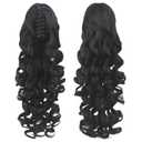 IMISSU Long Curly Claw Ponytail Clip On Hair Extension Pony Tail Hair Piece (Black 1B)